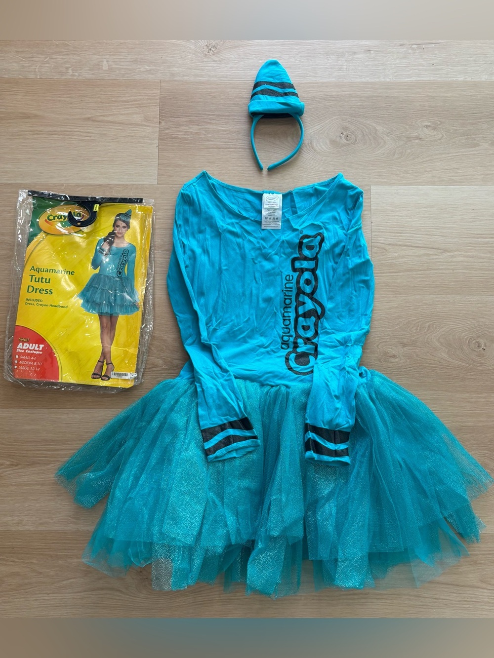 Crayola Aquamarine Tulle Tutu Adult Costume with Headband Size Medium